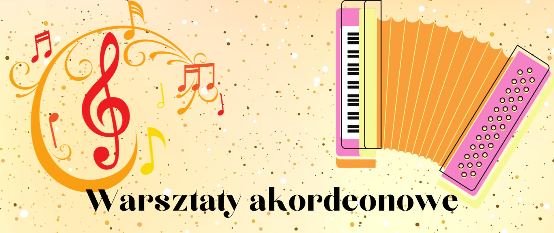 Zdjęcie przedstawia kolorową grafikę nut i akordeonu na kremowym tle oraz informację o terminie 20 listopada 2023 r. i koncercie o godz. 18.30 oraz prowadzącym doktorze habilitowanym Rafale Łucu