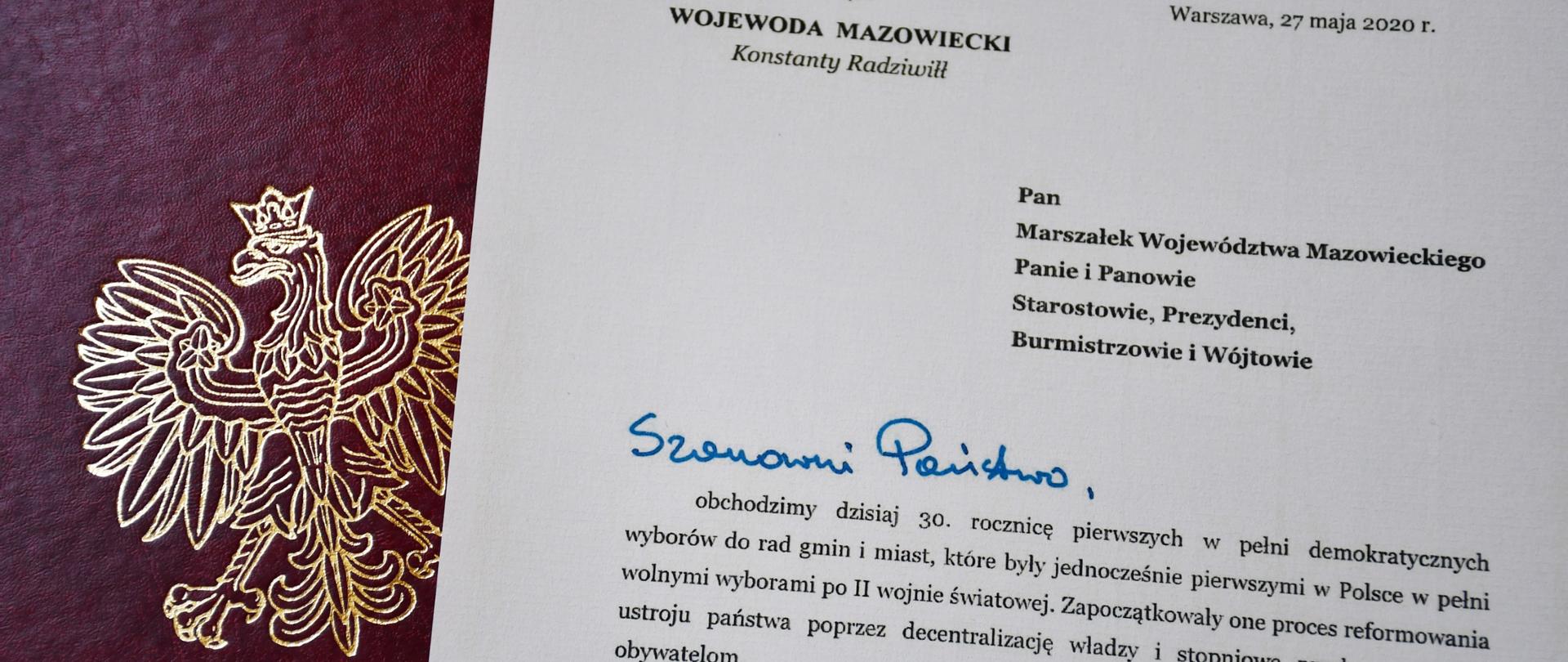 Dzień Samorządu Terytorialnego - życzenia Wojewody Mazowieckiego
