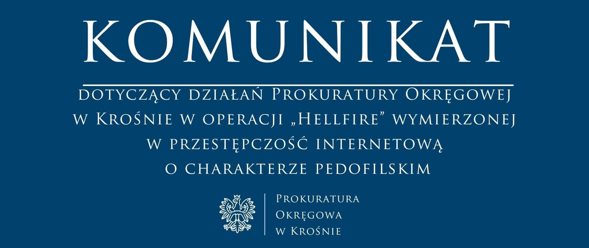 Komunikat prasowy dotyczący działań Prokuratury Okręgowej w Krośnie w operacji „Hellfire” wymierzonej w przestępczość internetową o charakterze pedofilskim