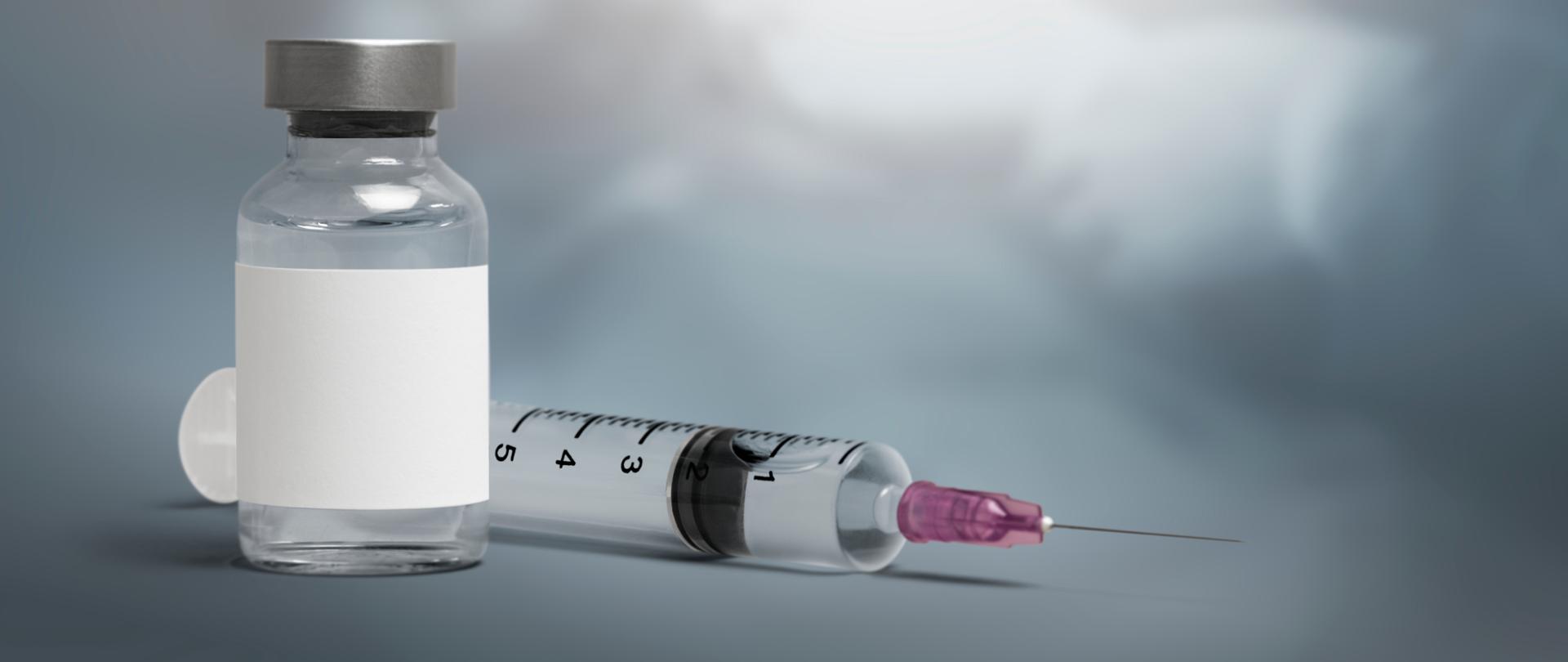 Vaccine vial with a needle syringe