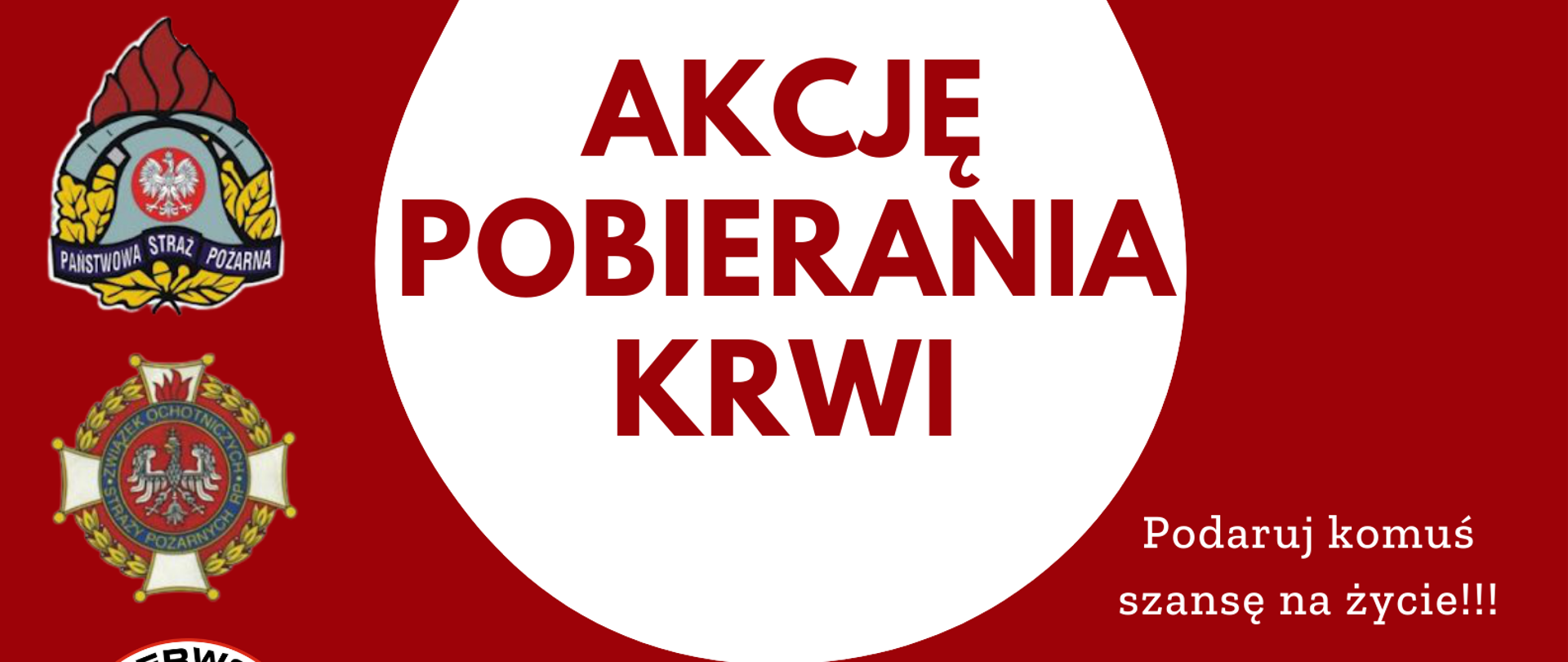 plakat przedtawia zaproszenie na akcje krwidawstwa w KP PSP Miechów
