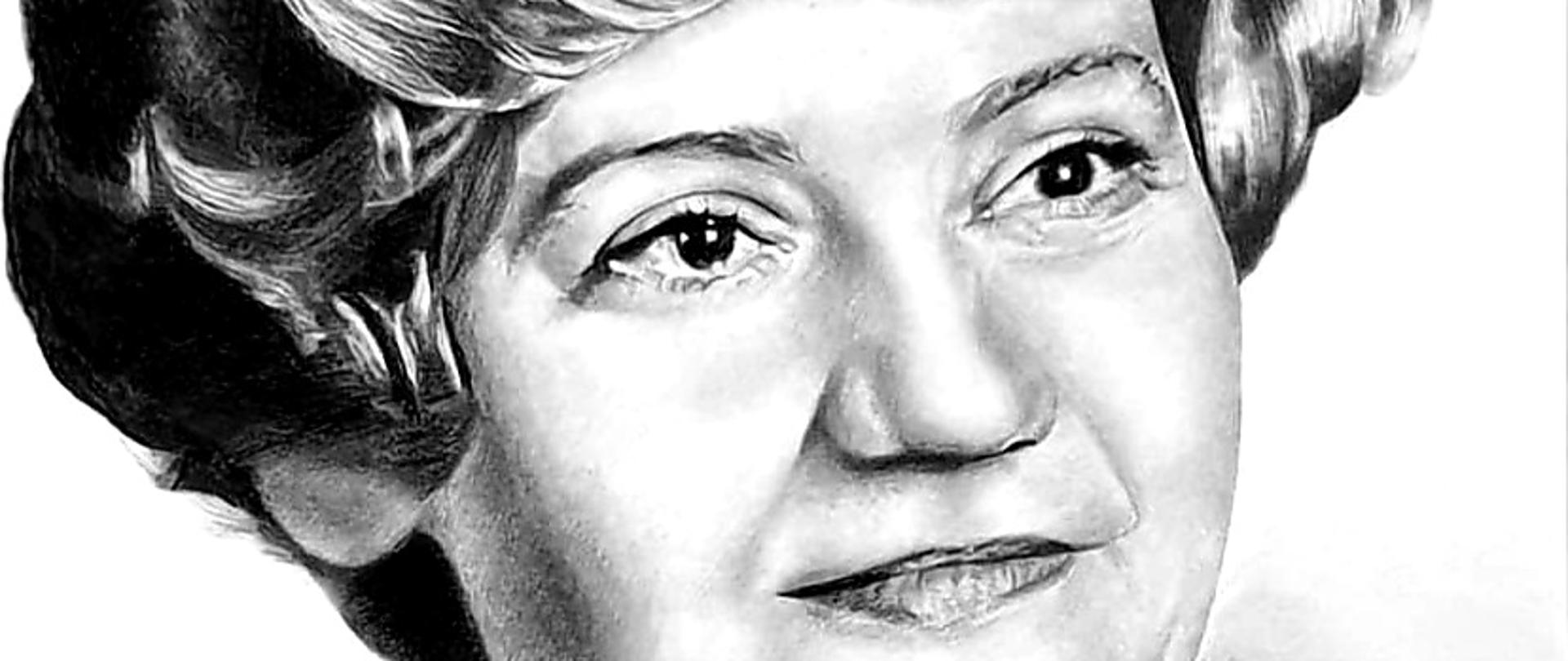 Rysunek - portret Barbary Łuszczek-Adamskiej zrealizowała Weronika Basisty uczennica kl. 2B LP w roku 2020. Rysunek przedstawiający panią dyrektor szkoły narysowany jest ołówkiem na papierze. Kobieta ubrana jest w czarny golf i szarą marynarkę bez kołnierza, na szyi ma założony srebrny łańcuszek z wisiorkiem. Pani dyrektor ma ciemne, lekko srebrzyste włosy ułożone bardzo starannie. Postać lekko się uśmiecha i spogląda w kierunku widza.