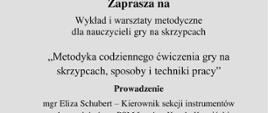 Plakat na jasnym tle, u góry logo szkoły na dole logo Centrum Edukacji Artystycznej w Warszawie.