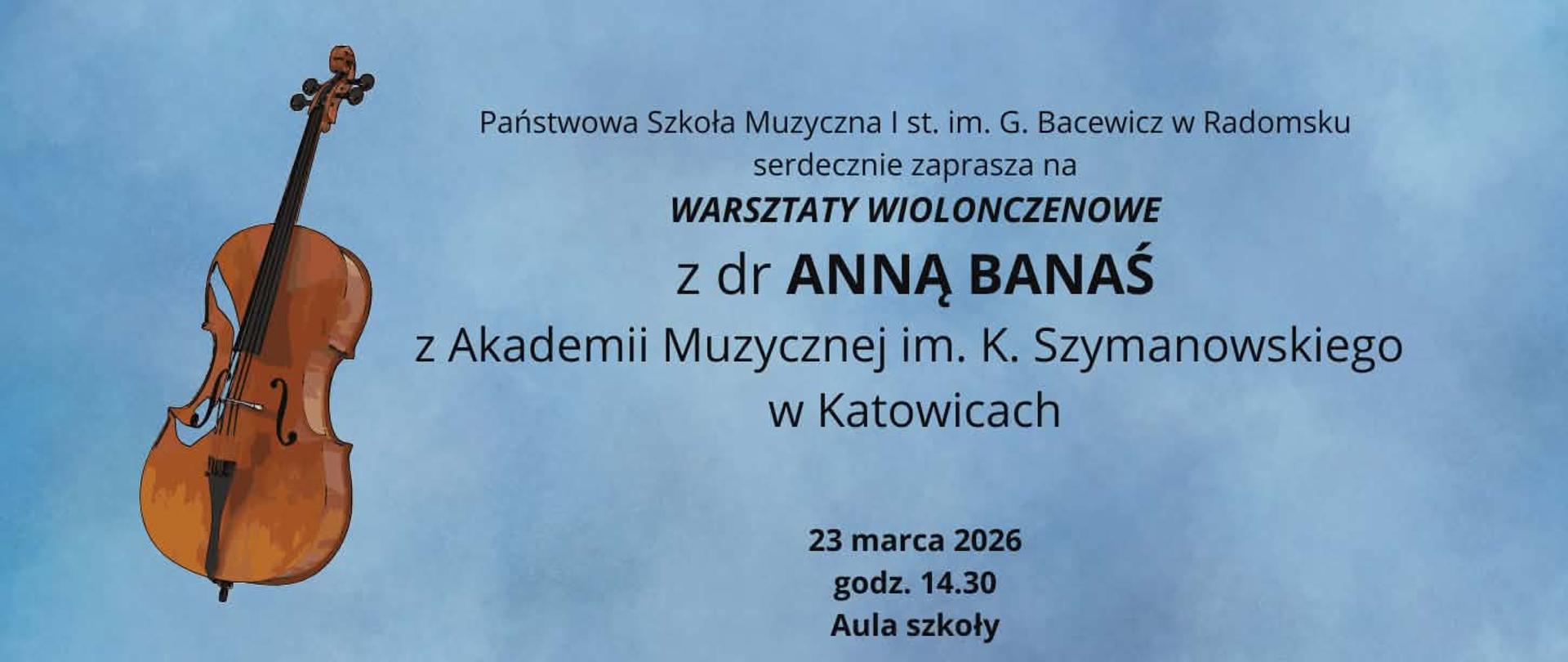 Serdecznie zapraszamy na warsztaty wiolonczelowe, dziś od godz. 14.30 w sali koncertowej.