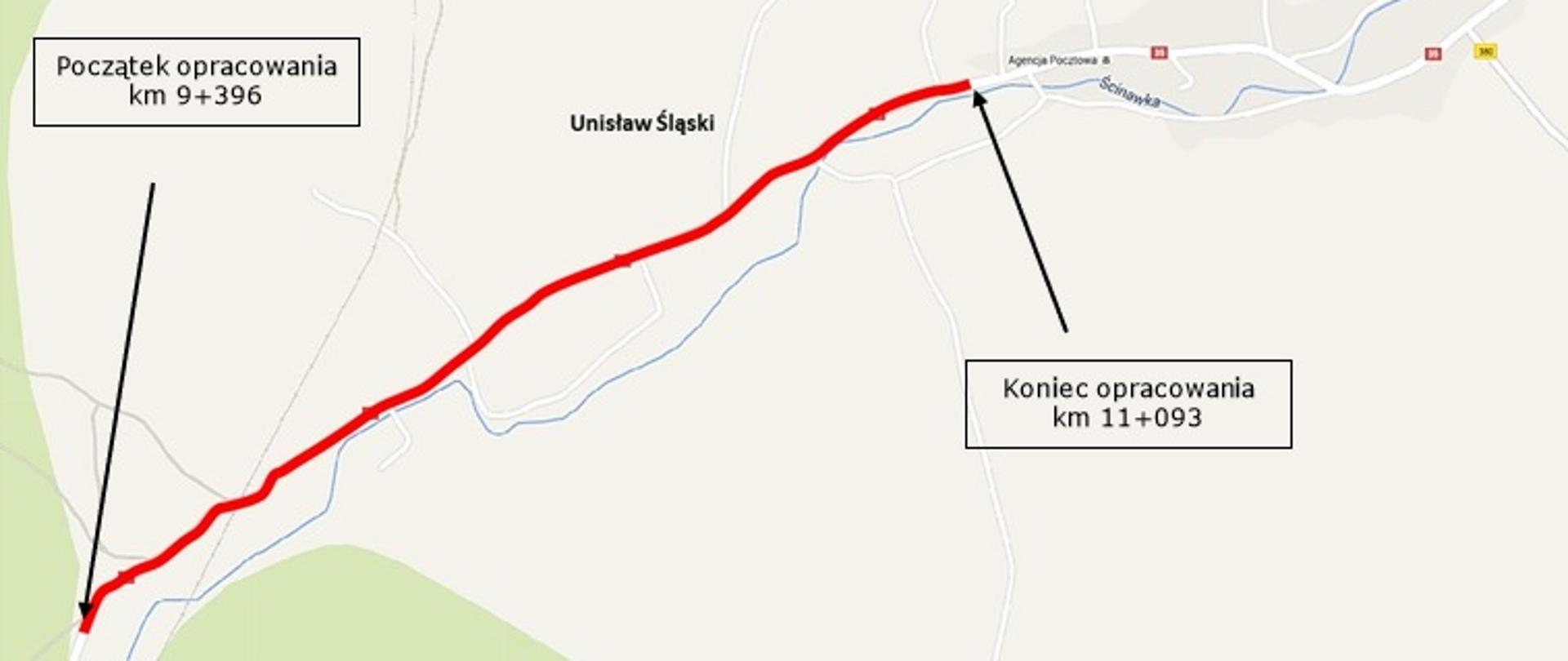 DK35 Unisław Śląski - mapa orientacyjna