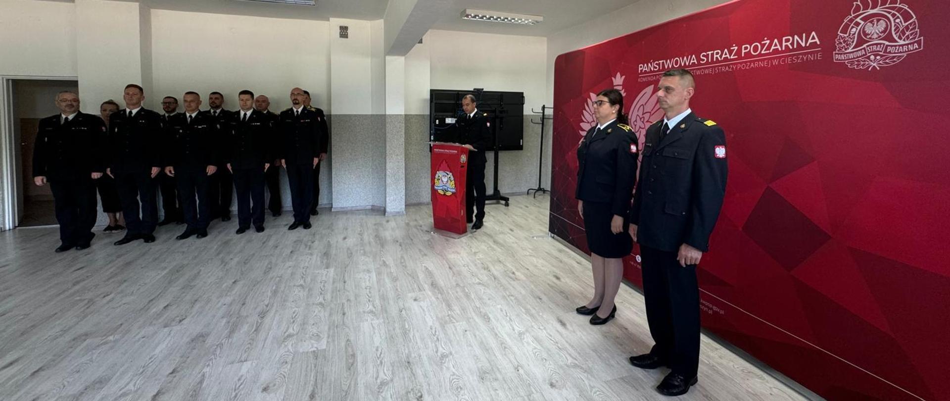 Uroczysta zbiórka w Komendzie Powiatowej PSP w Cieszynie w dniu 15 lipca 2024 r.