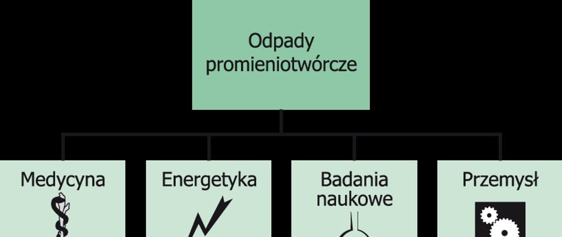 W Polsce odpady promieniotwórcze powstają w wyniku działalności związanej z wykorzysta­niem substancji promieniotwórczych w przemyśle, medycynie, badaniach naukowych, branży spożywczej i kosmetycznej.