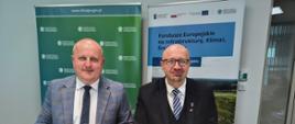 Na zdjęciu od lewej strony: Marek Kieliszek, prezes zarządu Przedsiębiorstwa Wodociągów i Kanalizacji „Delfin” Sp. z o.o., Robert Gajda, zastępca prezesa zarządu NFOŚiGW.