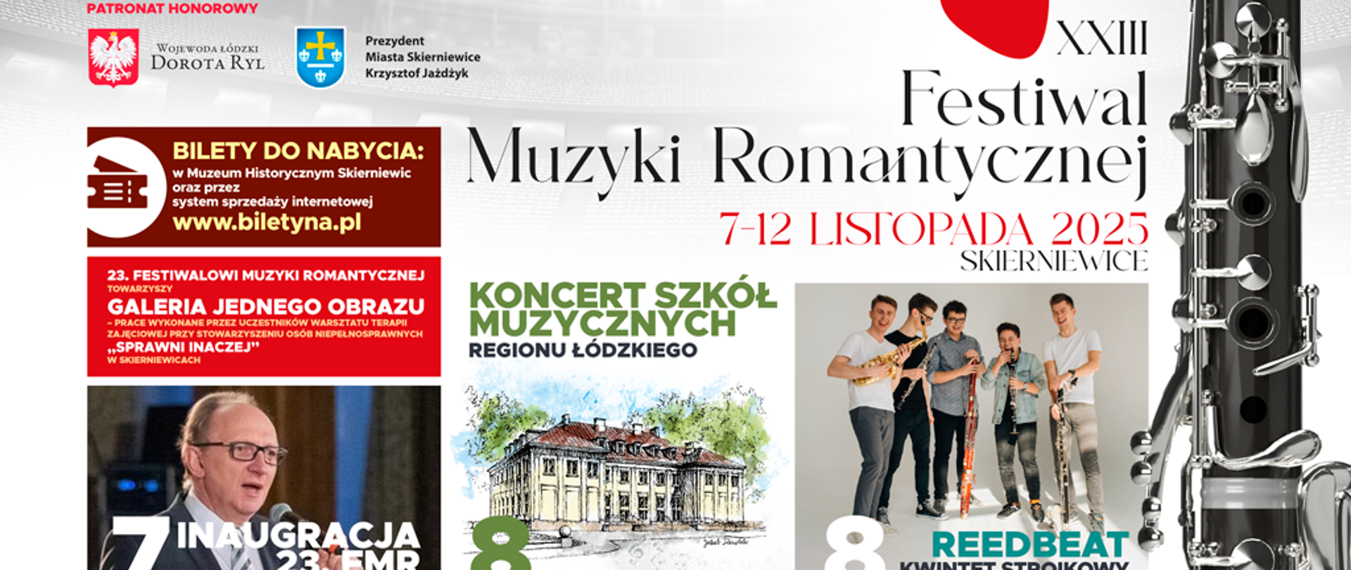 Plakat przedstawia program festiwalu Muzyki Romantycznej 7-12 listopada 2025
