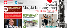 Plakat przedstawia wykonawców XXIII Festiwal Muzyki Romantycznej 7-12 listopada 2025
