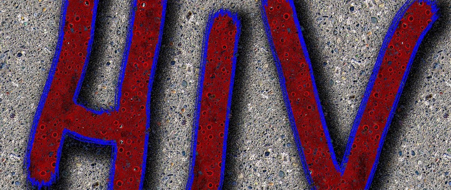 Szare tło, czerwony napis HIV