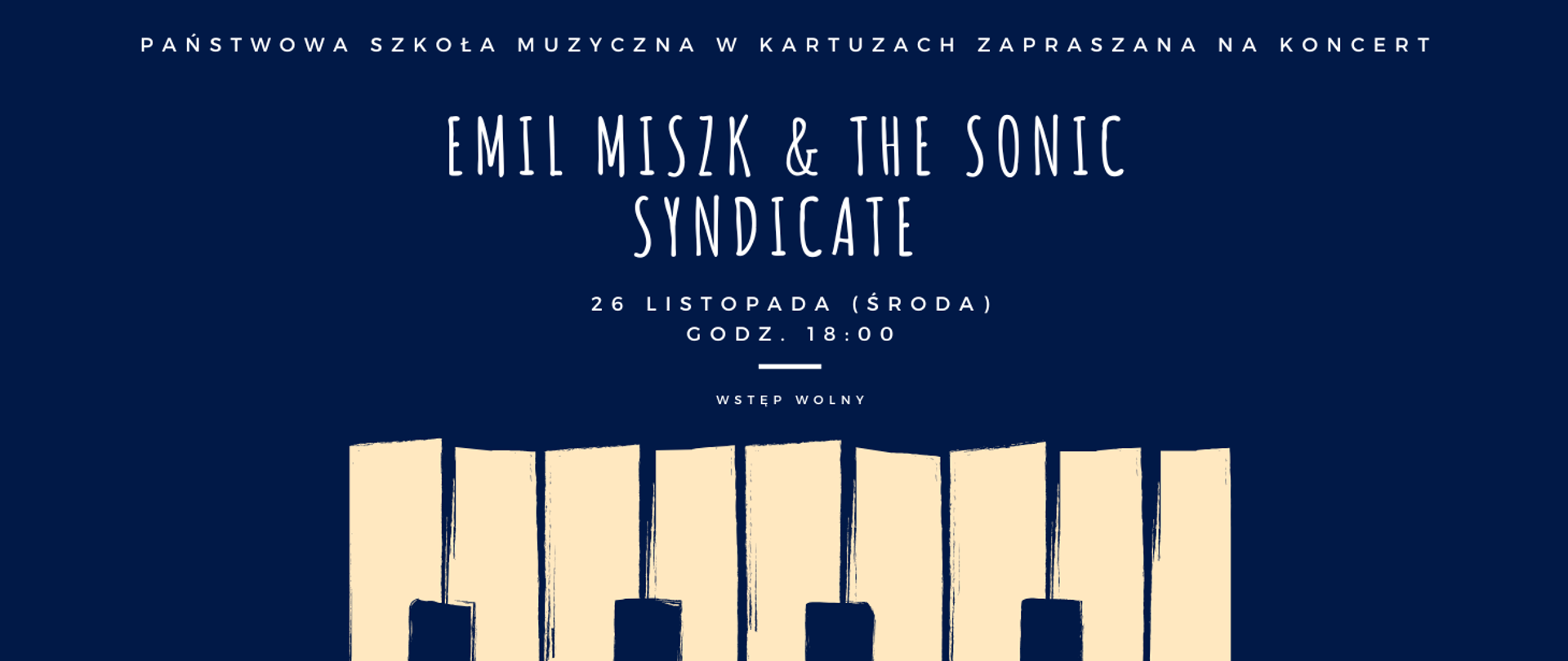 informacja o koncercie na granatowym tle