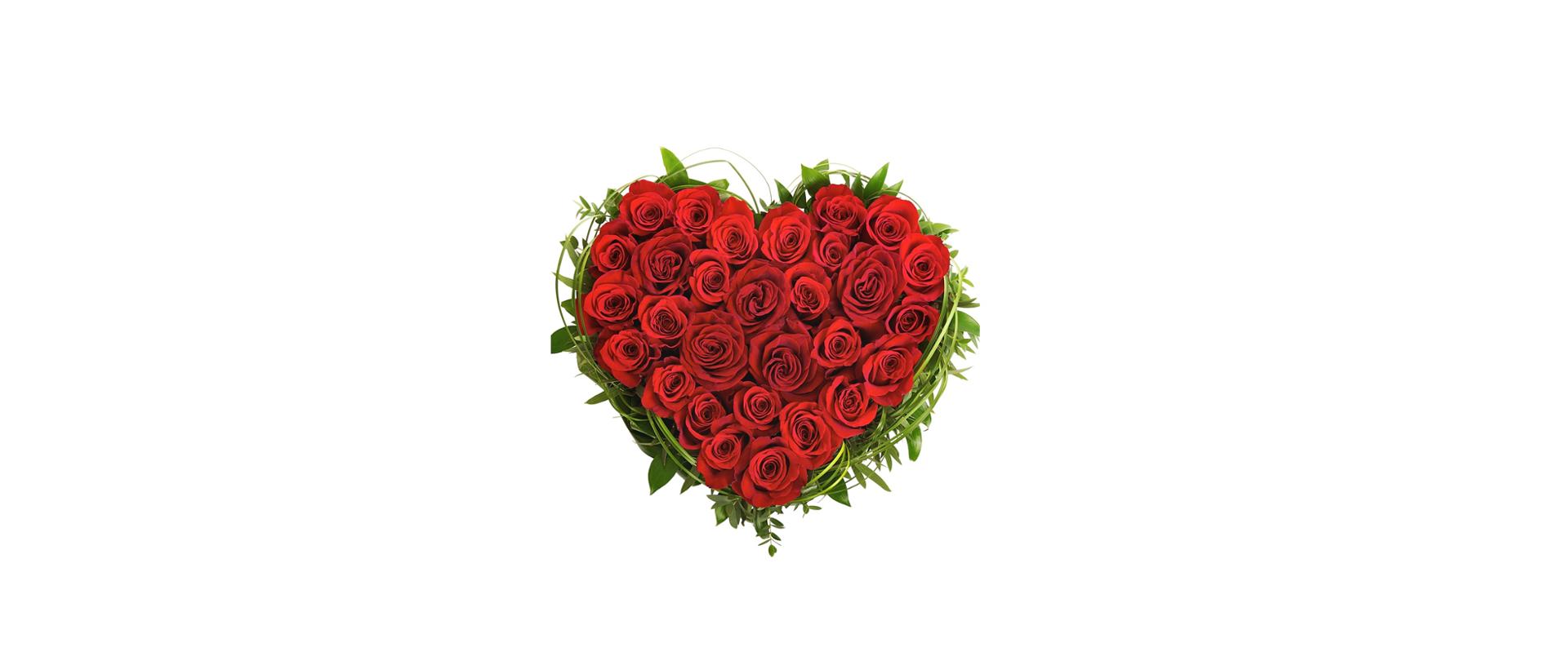 Bukiet w kształcie serca z róż