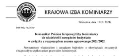 Komunikat Prezesa Krajowej Izby Kominiarzy 