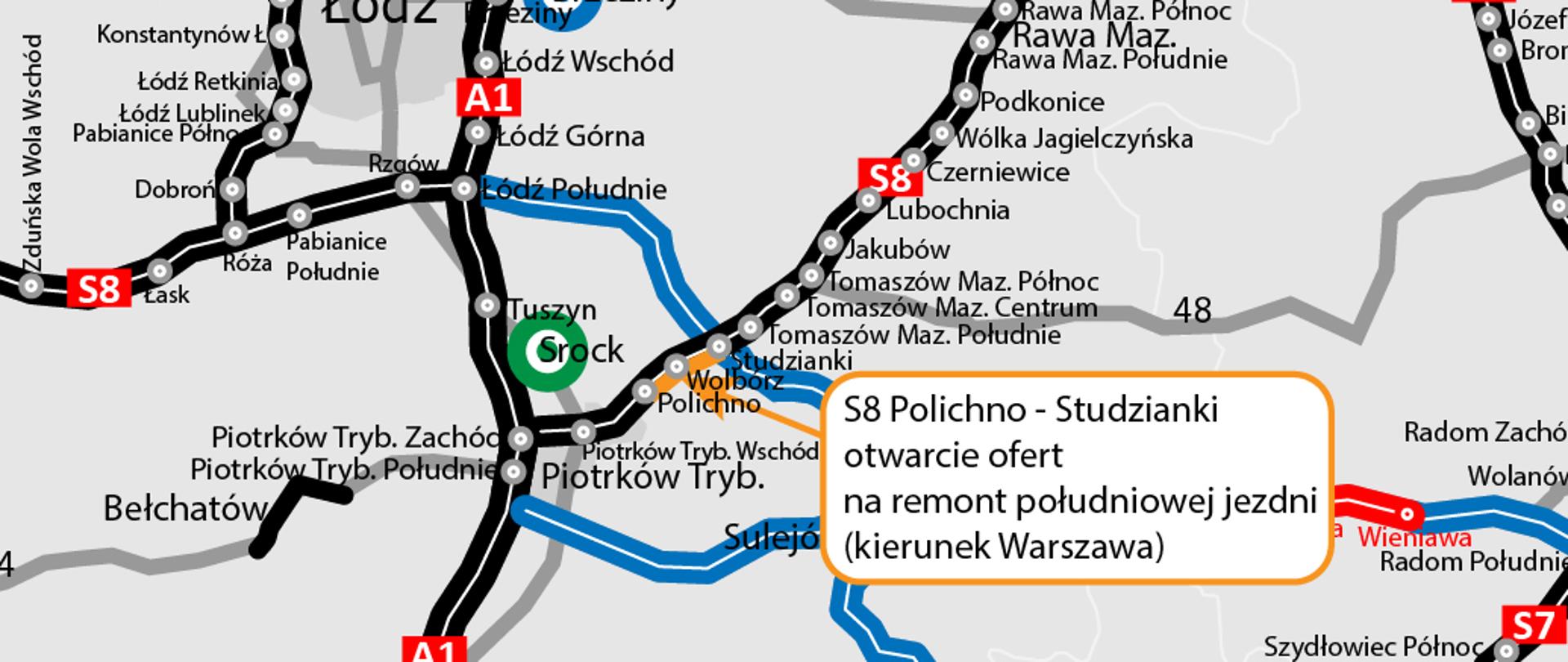 Mapa z zaznaczoną lokalizacją inwestycji