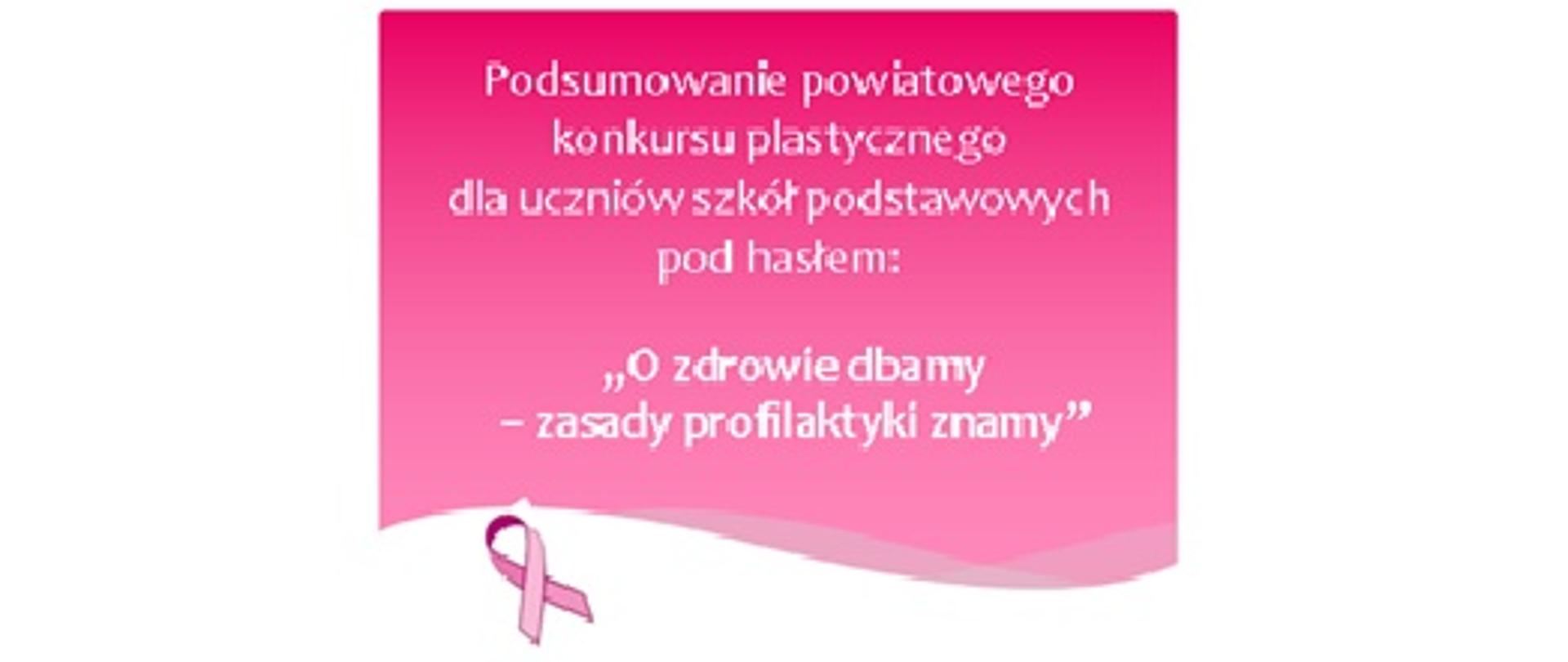 Podsumowanie powiatowego konkursu plastycznego dla uczniów szkół podstawowych pod hasłem „O zdrowie dbamy – zasady profilaktyki znamy”.