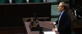 Prime Minister Donlad Tusk during his speech in the Sejm of the Republic of Poland.