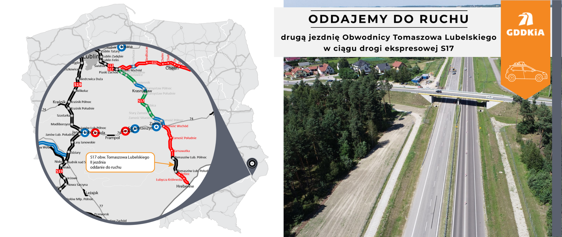 Grafika z mapką przedstawiająca lokalizację obwodnicy Tomaszowa Lubelskiego