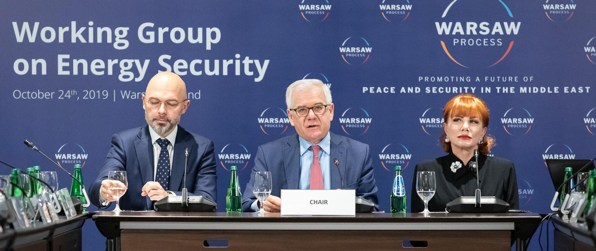 Minister Jacek Czaputowicz opens a session of the Working Group on Energy Security within the Warsaw Process