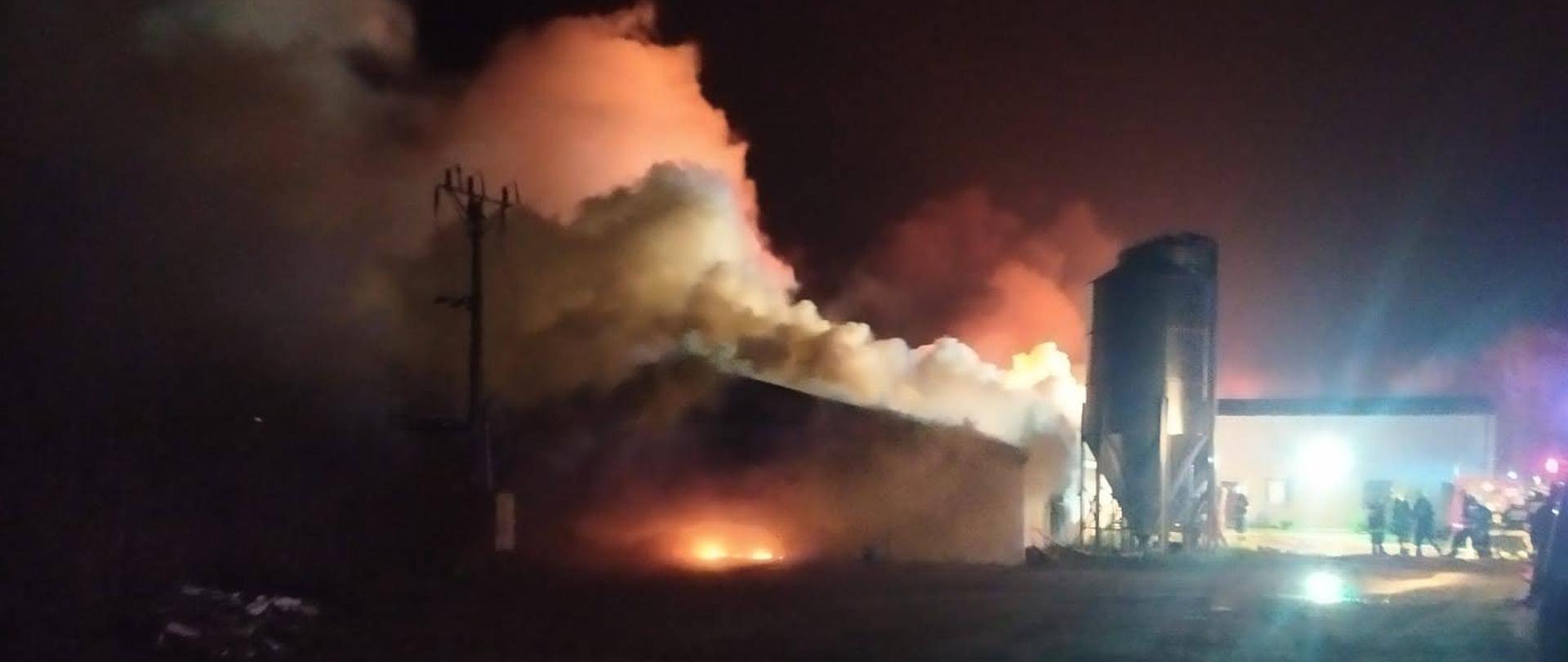 Kłęby dymu nad budynkiem kurnika