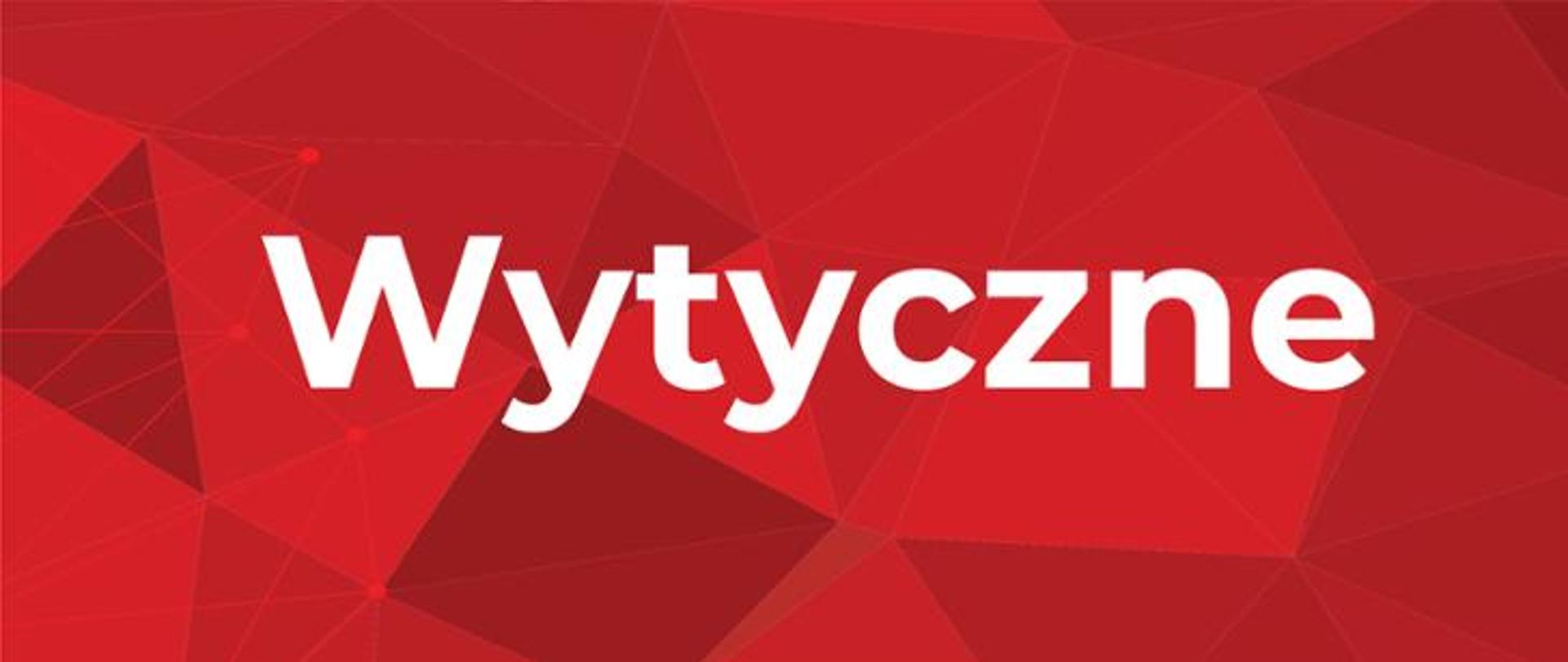 biały napis "wytyczne" na czerwonym tle
