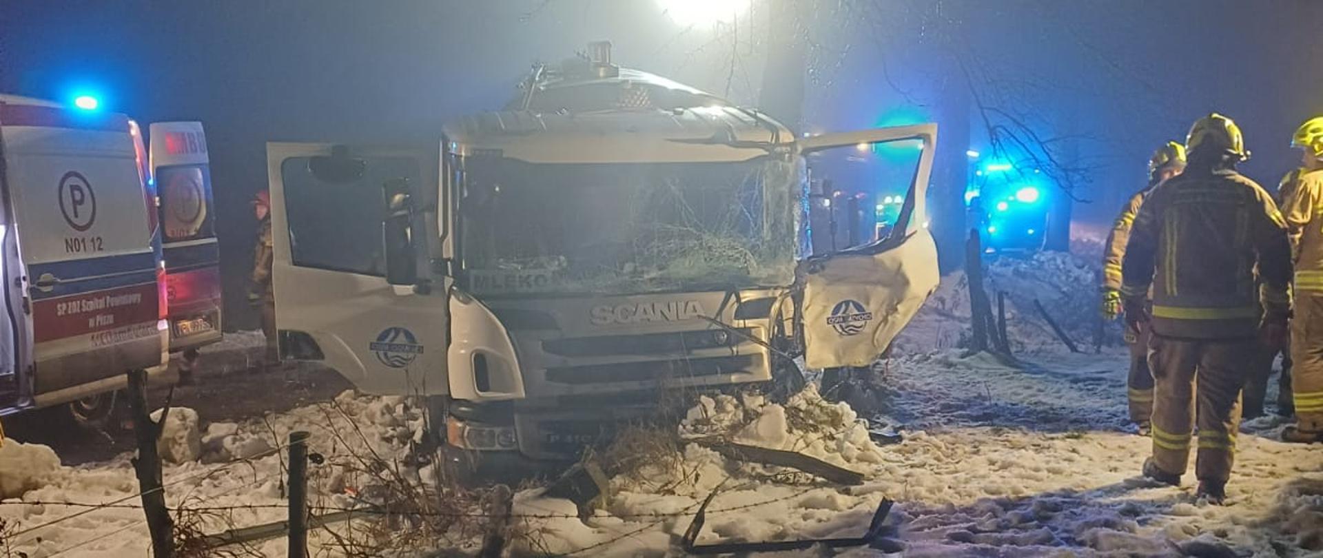 Wypadek cysterny przewożącej mleko 01.12.2025