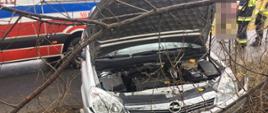 Samochód osobowy marki Opel zjechał z drogi i znalazł się w rowie