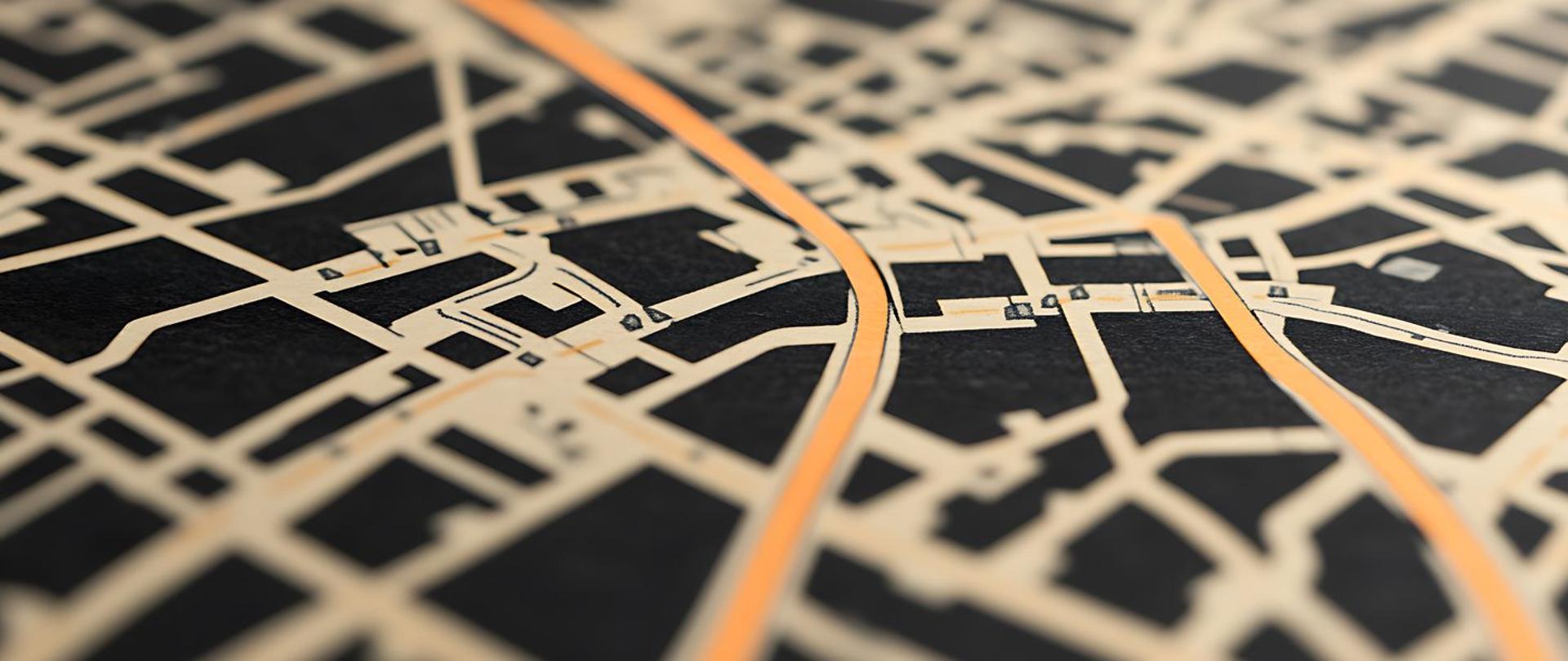 Poglądowy plan miasta z zaznaczoną ulicą