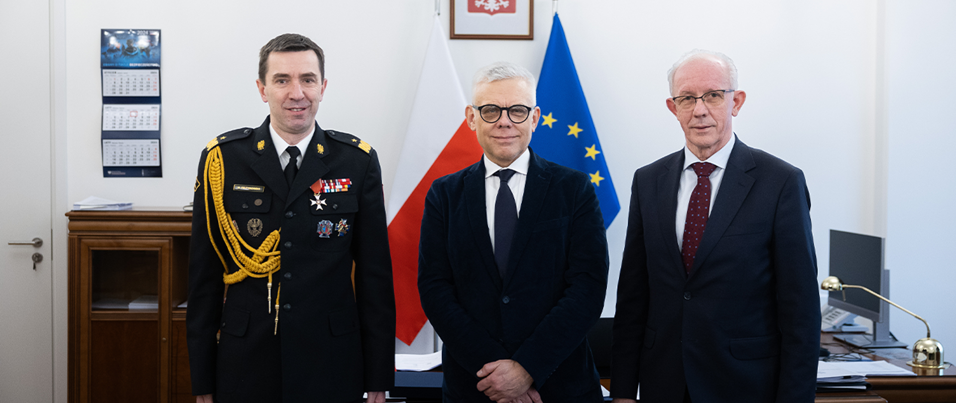 Na zdjęciu wiceminister Wiesław Leśniakiewicz z dyrektorem generalnym Komisji Europejskiej ds. Europejskiej Ochrony Ludności i Pomocy Humanitarnej Maciejem Popowskim.