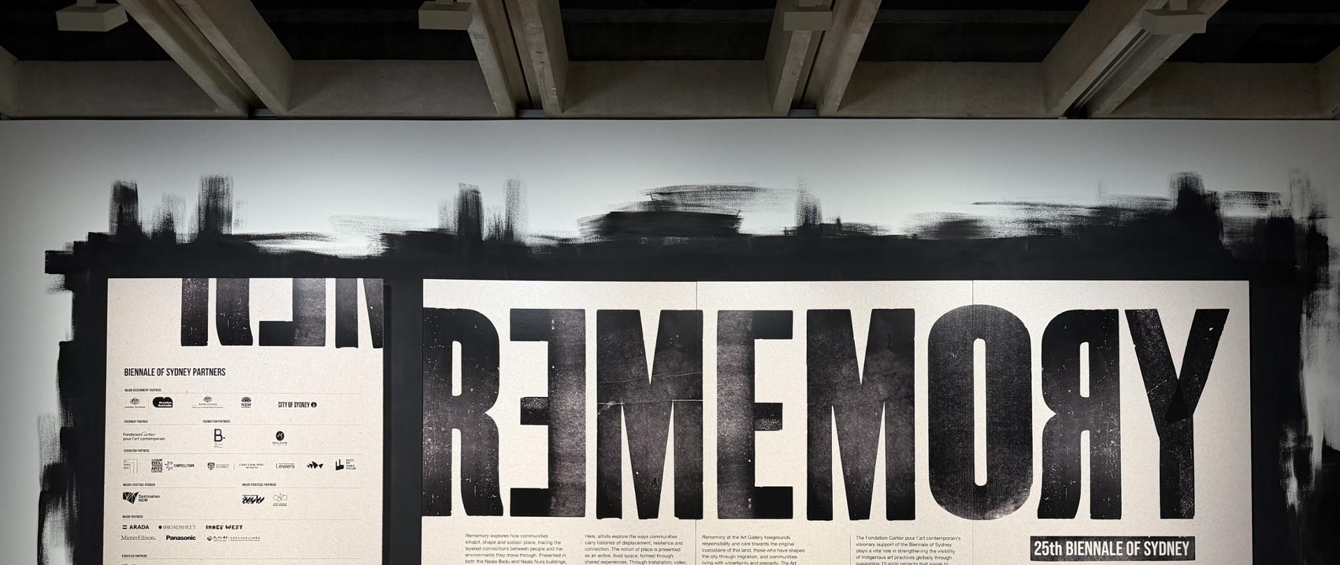 The official biennial banner with the title REMEMORY and sponsor logos