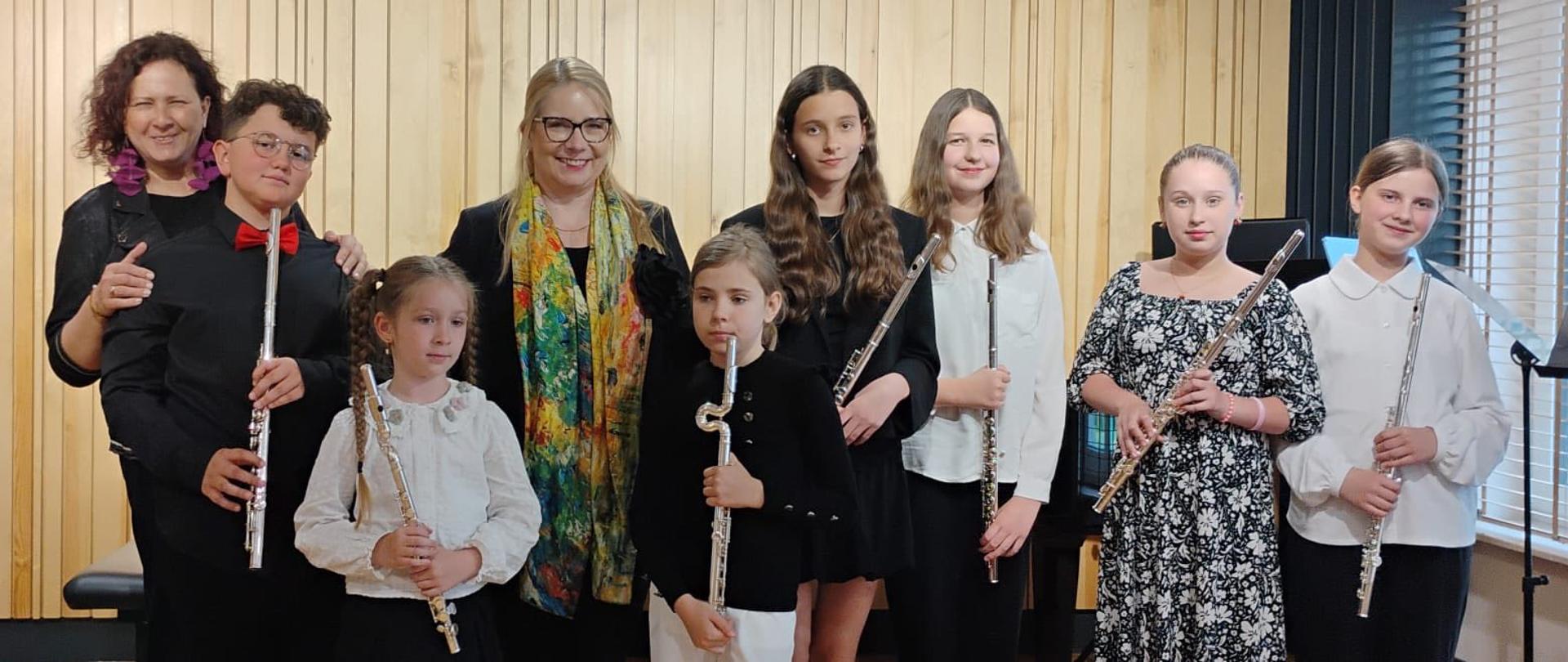 Fleciści na sali kameralnej PSM