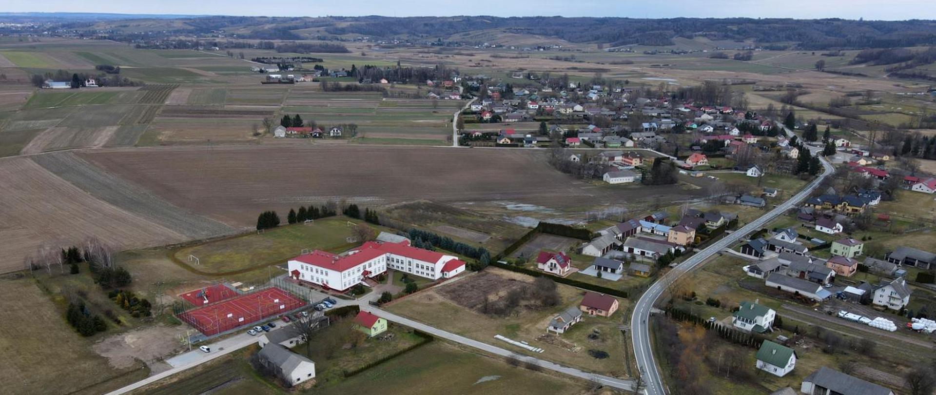 Widok z lotu ptaka na miejscowość Gorajec