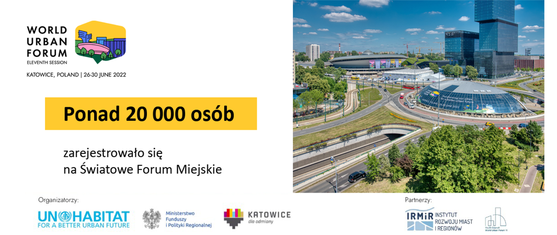 plakat z informacją o liczbie zarejestrowanych na Światowe Forum Miejskie