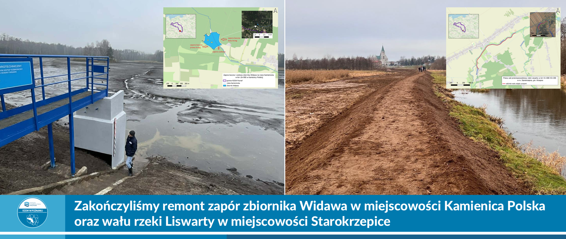 Zakończyliśmy remont zapór zbiornika Widawa w miejscowości Kamienica Polska oraz wału rzeki Liswarty w miejscowości Starokrzepice