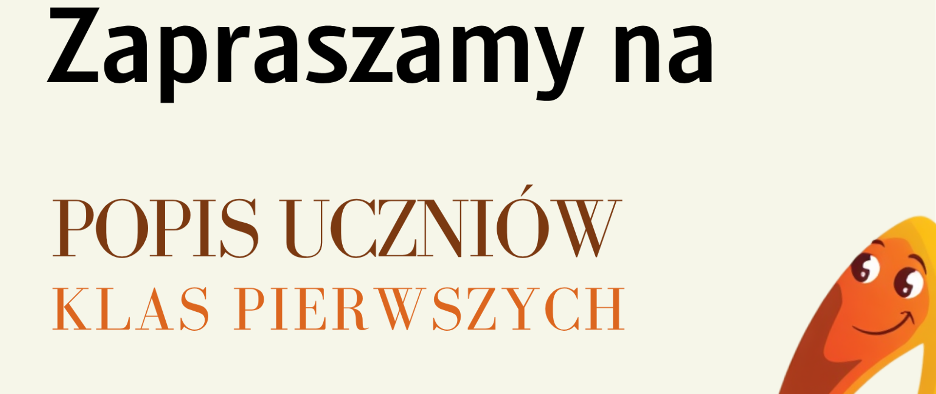 plakat muzyczny na jasnym tle zawiera z prawej strony uśmiechnięty duży klucz wiolinowy w kolorze złotym, po lewej napisy dotyczące wydarzenia oraz na dole falującą pięciolinię z nutkami i serduszkami