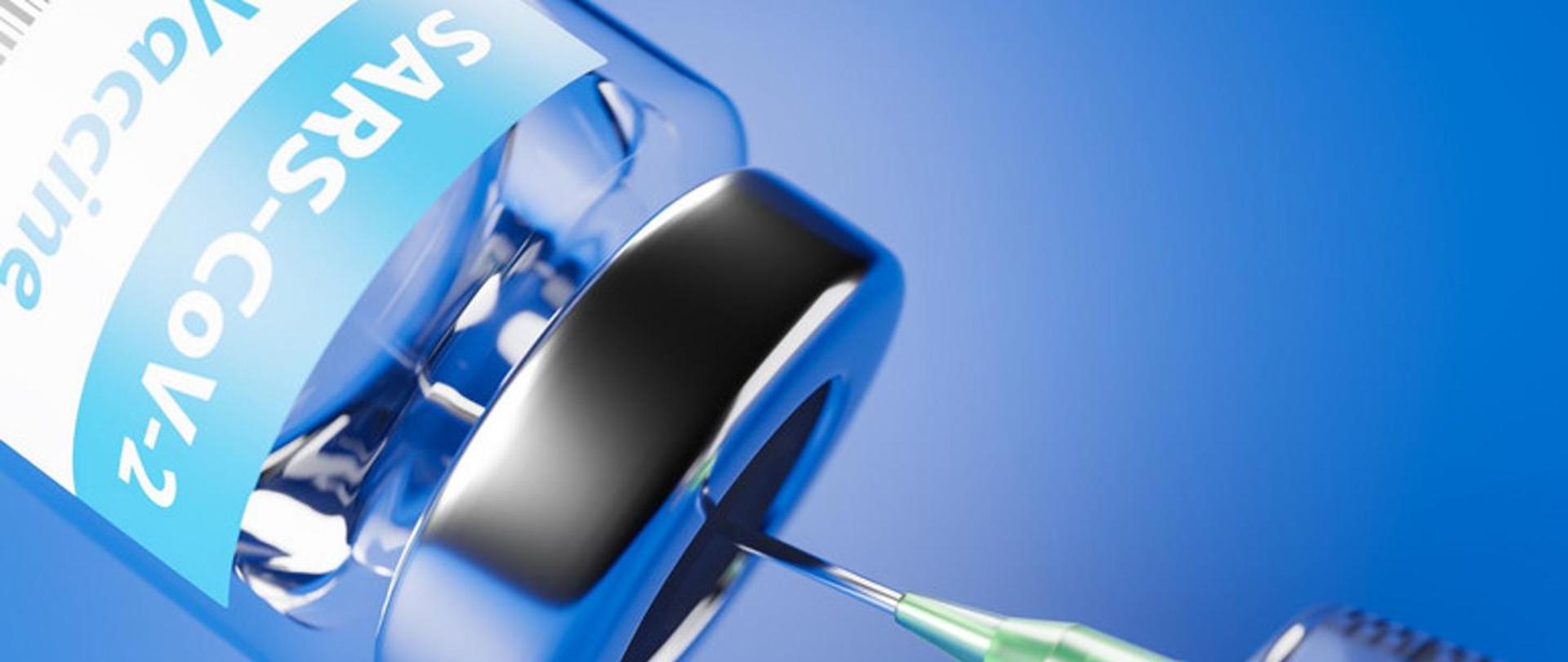 Zdjęcie przedstawia fiolkę szczepionki przeciw COVID-19