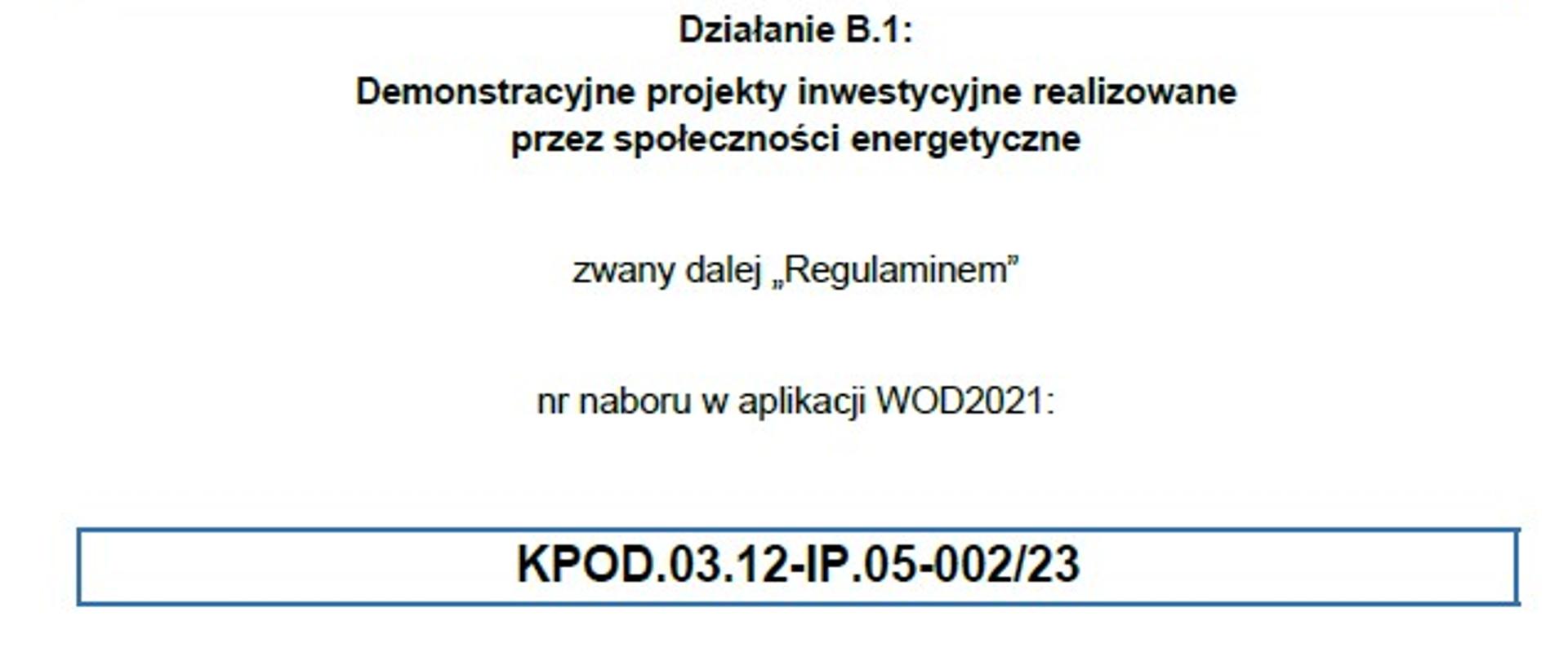 Zdjęcie strony tytułowej regulaminu