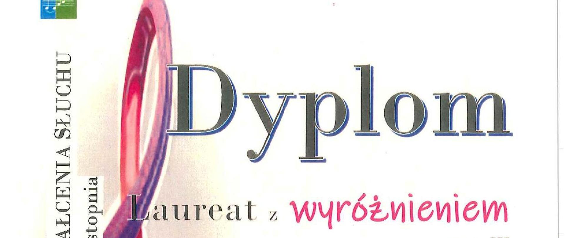 Makroregionalny Konkurs z Kształcenia Słuchu dla uczniów szkół muzycznych II stopnia. Dyplom Laureat z wyróżnieniem grupa III Stanisłąw Stokfiszewski uczeń PSM I i II st. w Grudziądzu. Podpisy jury. Olsztyn 11 04 2024 r.