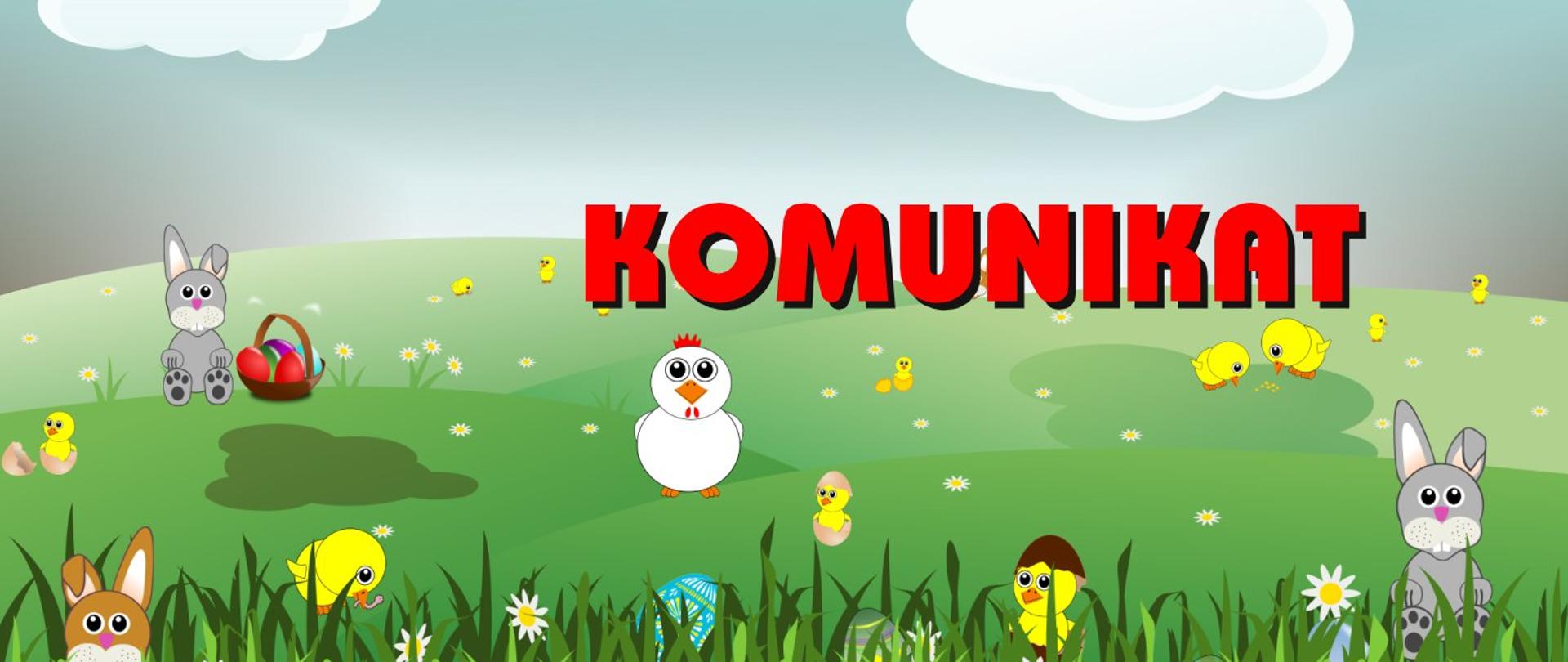 motywy wielkanocne z napisem Komunikat