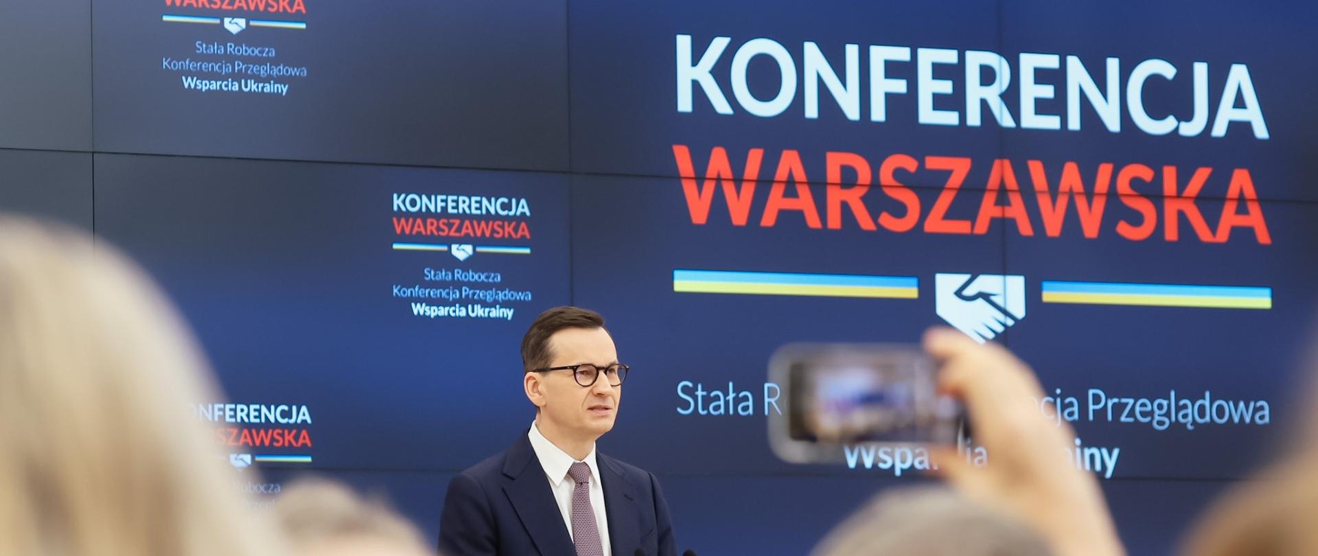 Prime Minister Mateusz Morawiecki during the Warsaw Conference at the Chancellery of the Prime Minister.