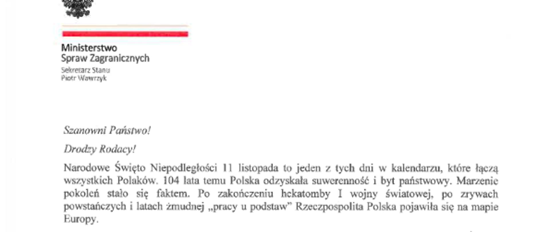11112022_List_Min_Piotra_Wawrzyka_do_Polonii_z_okazji_Święta_Niepodległosci1