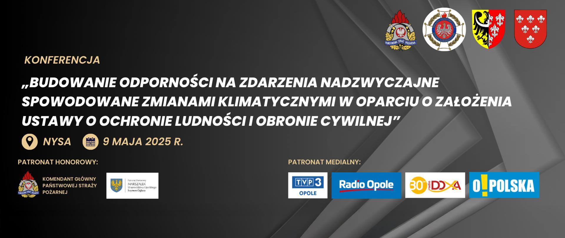 Plakat konferencji „Budowanie odporności na zdarzenia nadzwyczajne spowodowane zmianami klimatycznymi w oparciu o założenia ustawy o ochronie ludności i obronie cywilnej"