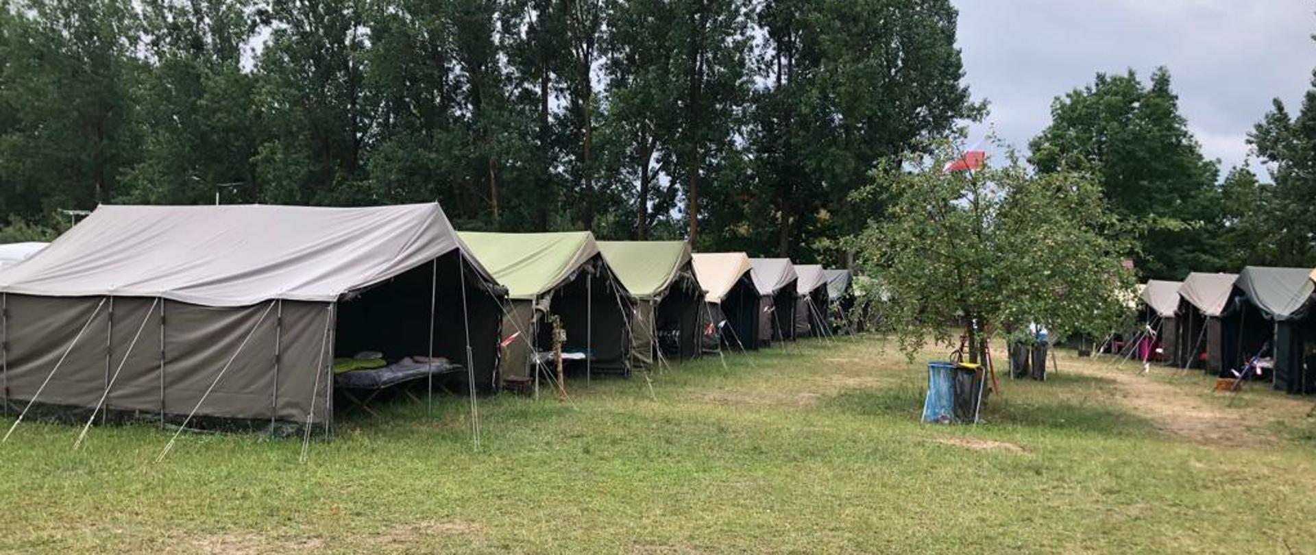 Zdjęcie przedstawia obozowisko na terenie ośrodka wypoczynkowego ,,Karina” w Pszczewie.