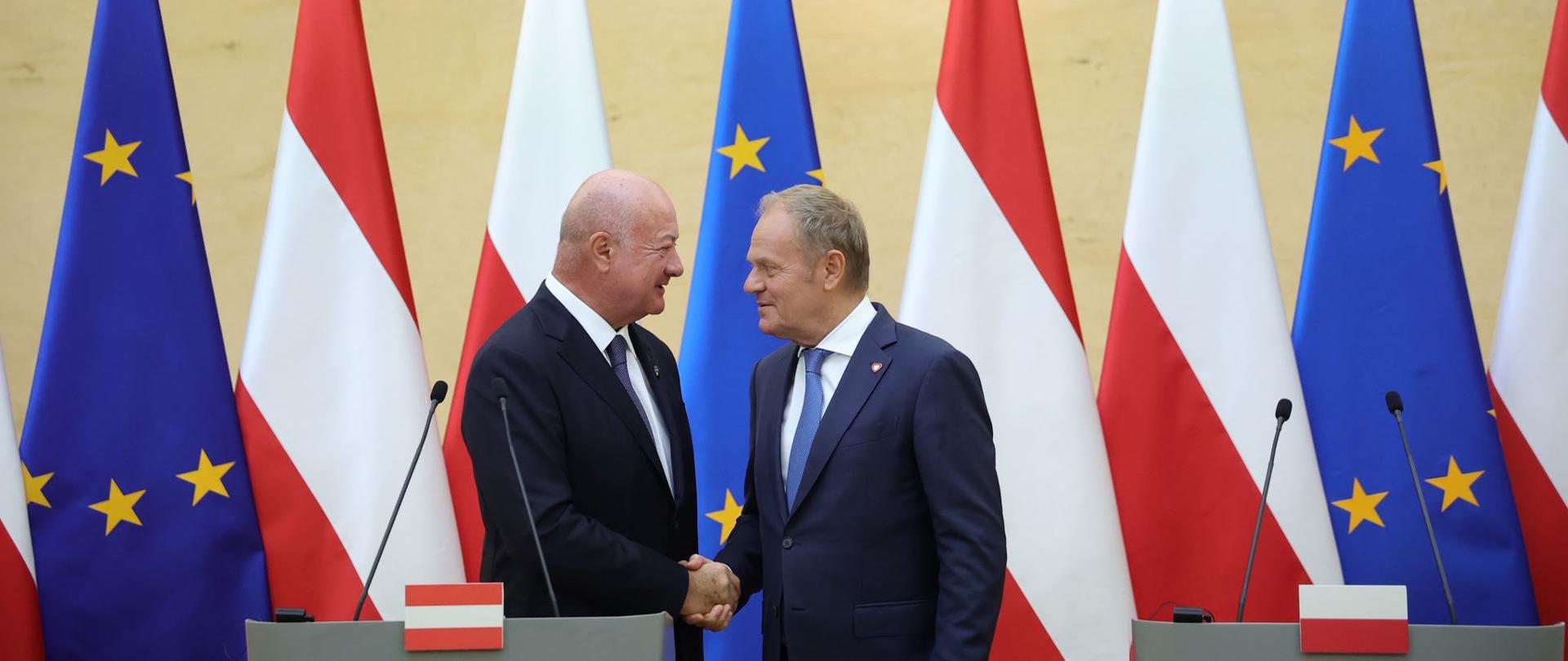 Premier Donald Tusk i Kanclerz Austrii Christian Stocker