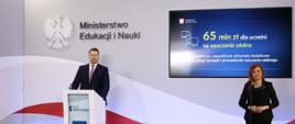 Zdjęcie z konferencji Ministra Edukacji i Nauki Przemysława Czarnka na temat: Dzień Nauki Polskiej – podsumowanie sukcesów 2020 r.