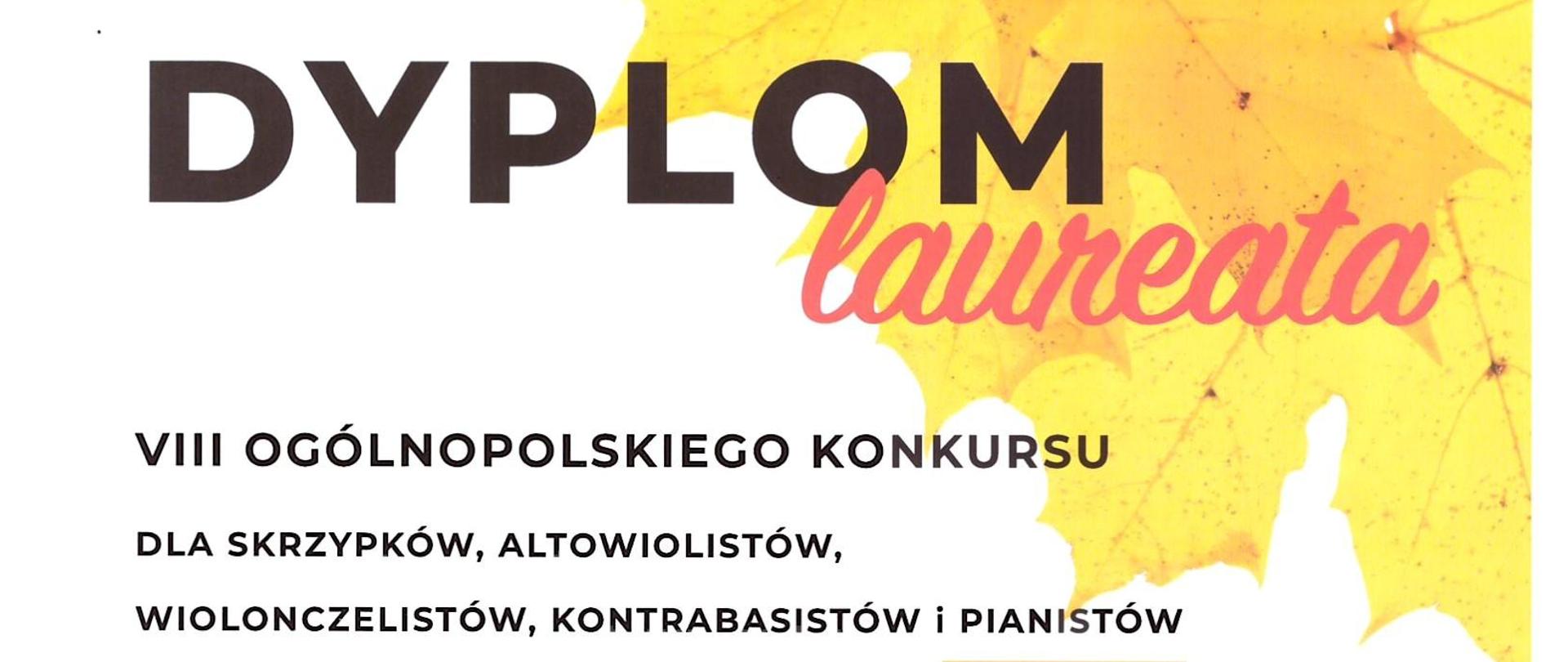 Dyplom laureata dla Weroniki Krajcer z podpisami jurorów konkursu