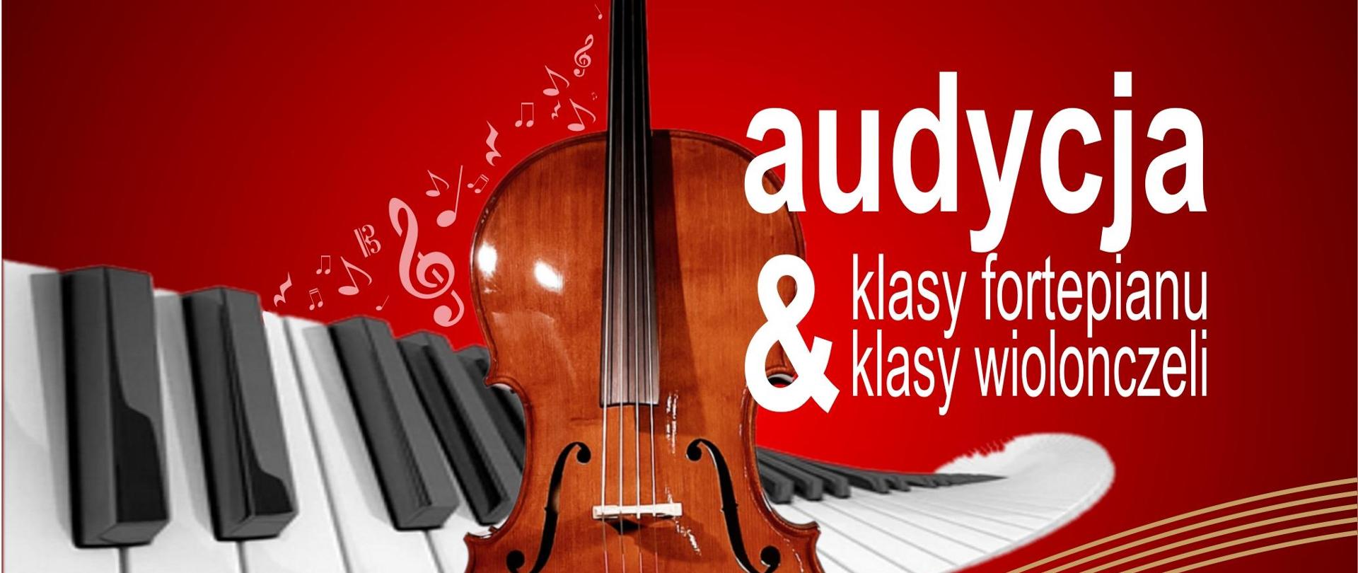 Plakat przedstawia klawiaturę fortepianu, a na jej tle wiolonczela. W górze wypisani wszyscy wykonawcy koncertu, na dole data i miejsce koncertu. Wszystko jest namalowane na bordowo-czerwonym tle. 