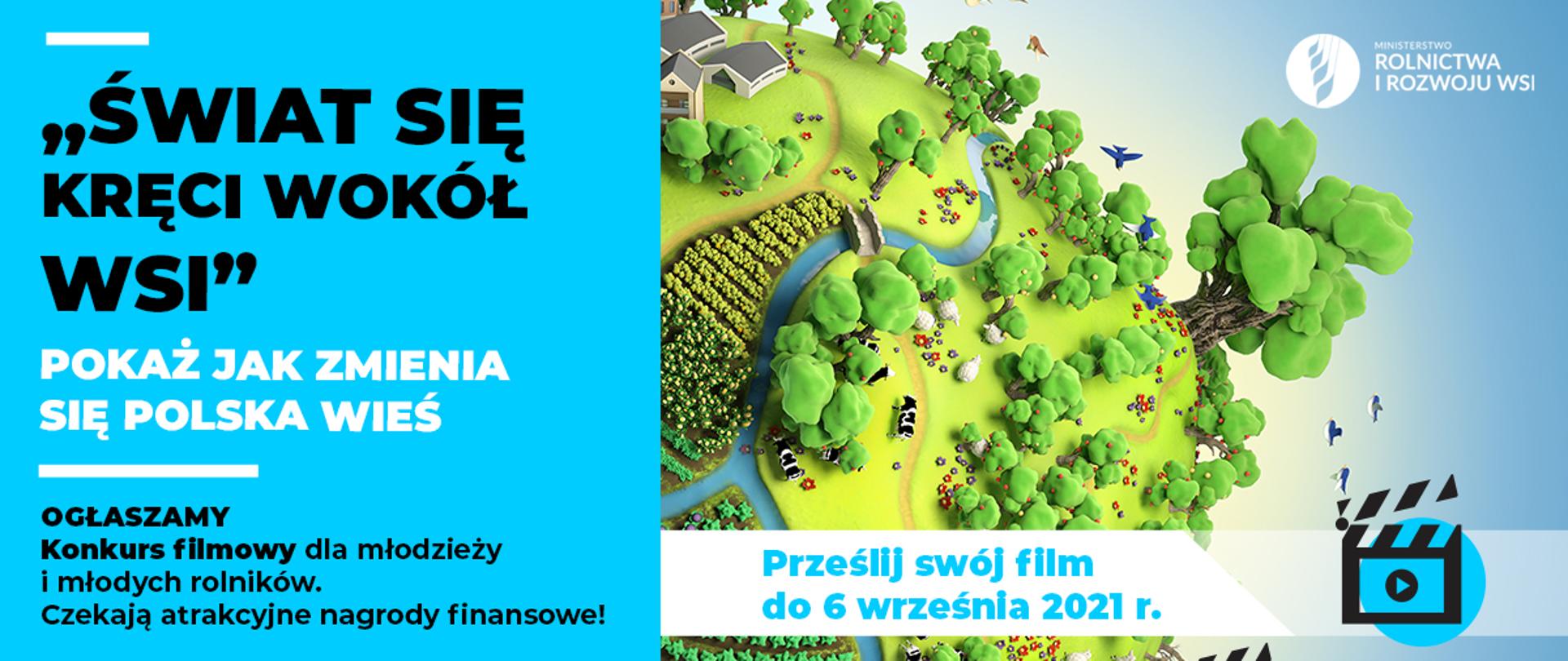 Grafika do konkursu filmowego "Świat się kręci wokół wsi"