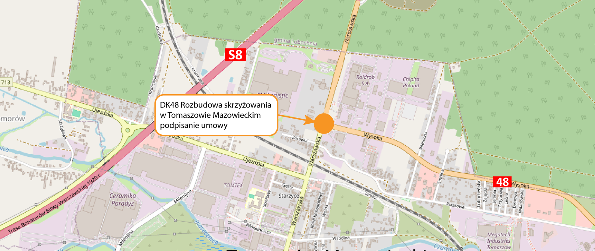 Rozbudowa DK48 Tomaszów Mazowiecki - mapka