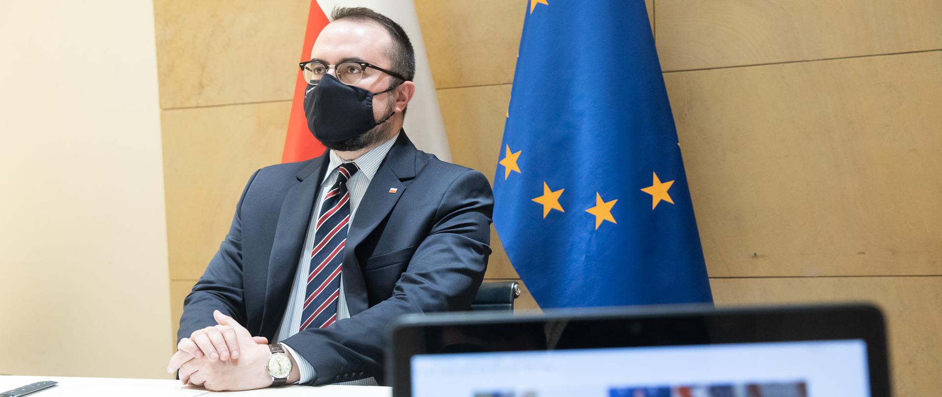 2021.01.22 Warszawa . Minister Pawel Jablonski . Wideokonferencja klimatyczna z John Kerry .
Fot. Tymon Markowski / MSZ